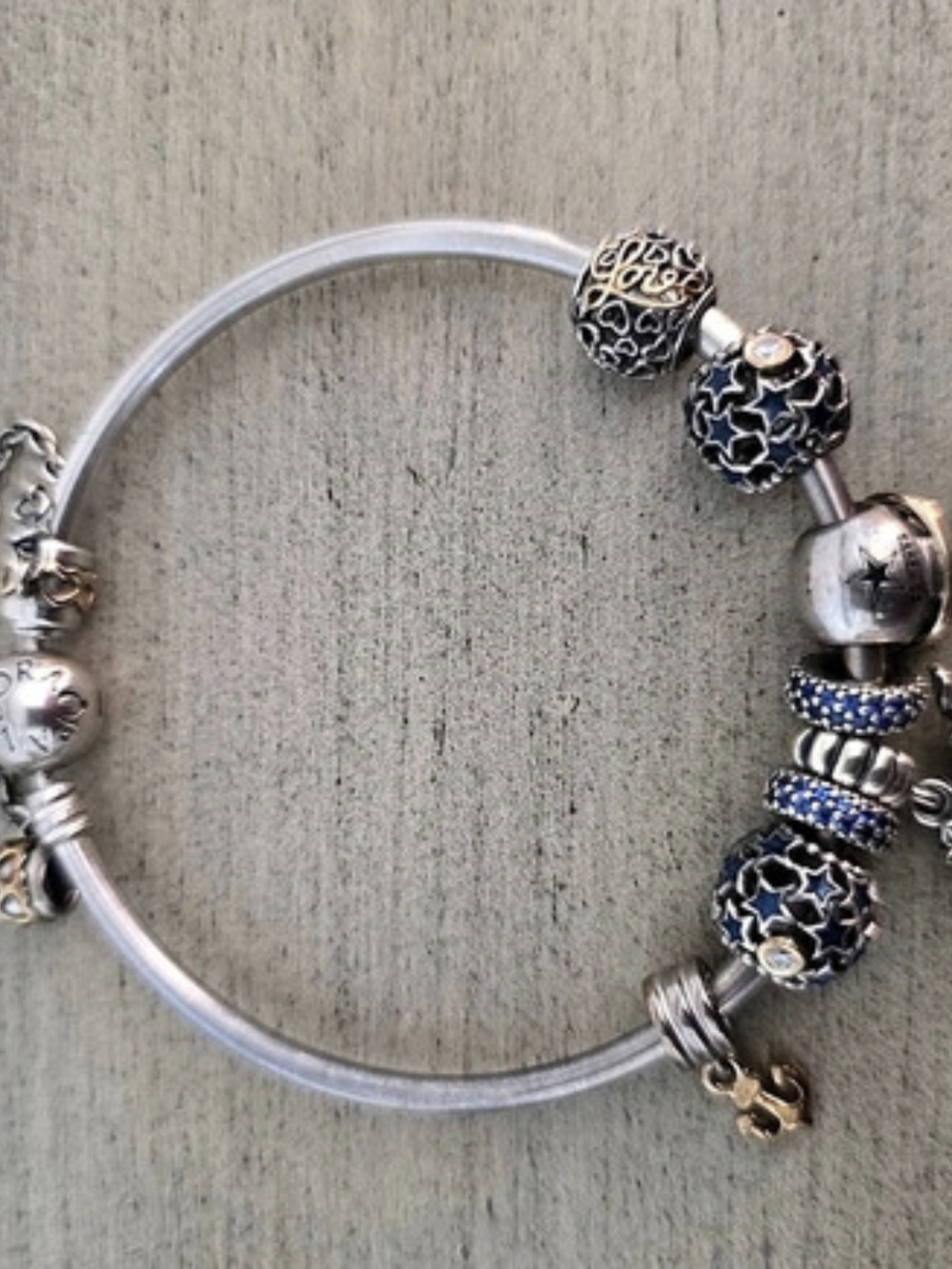 Pandora Silver & Blue Charm Bracelet